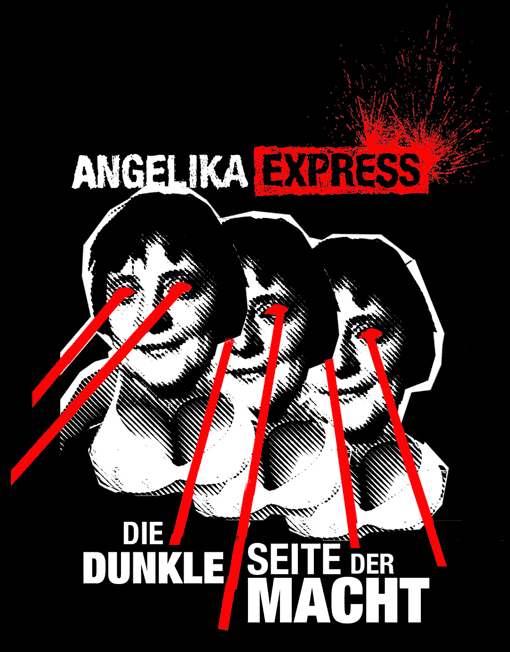 Shirtmotiv mit sexy böser Angela Merkel die Todesstrahlen abfeuert Shirtmotiv mit sexy böser Angela Merkel die Todesstrahlen abfeuert